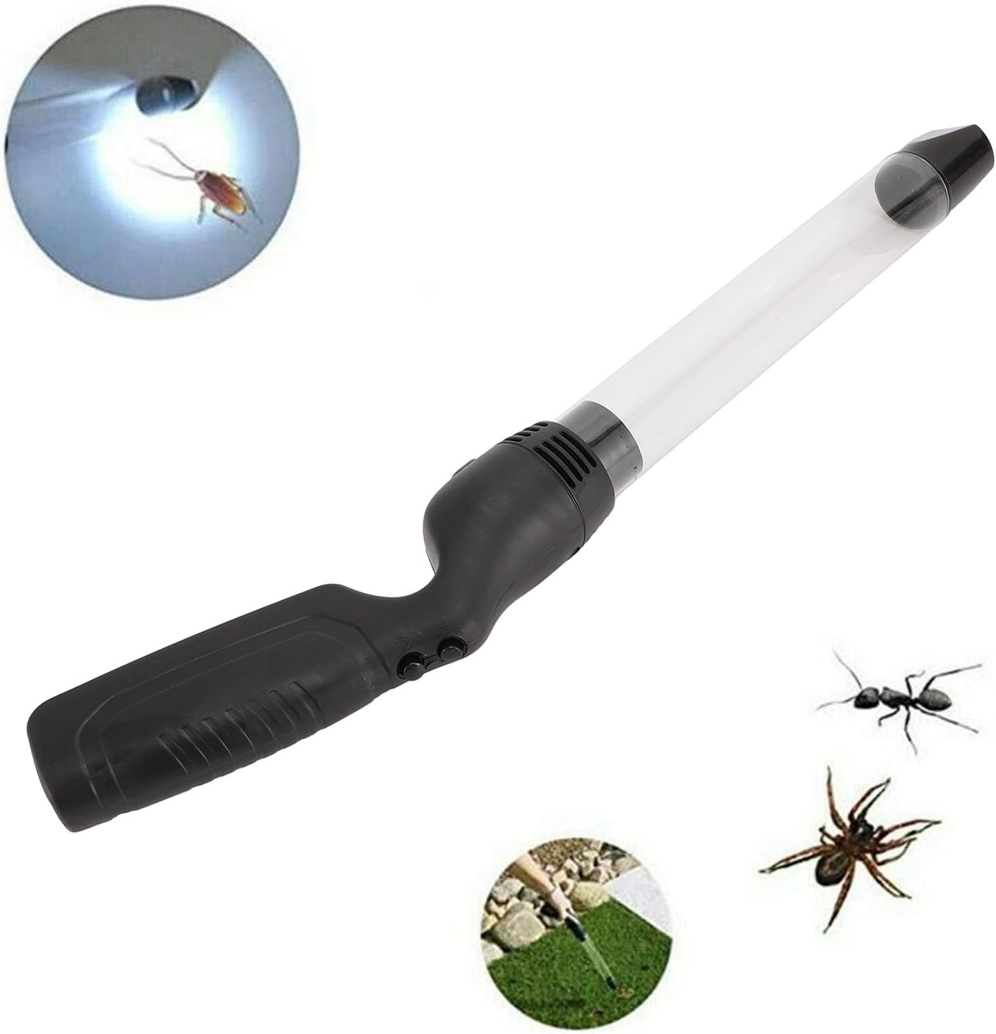 Vacuum, -0.4Kpa Strong Suction B UG Vacuum Catcher, Long Handle Vacuum Cleaner B UG Catcher with LED Light, B UG Trap for Spiders Insects Wasps Bees Mosquitos
